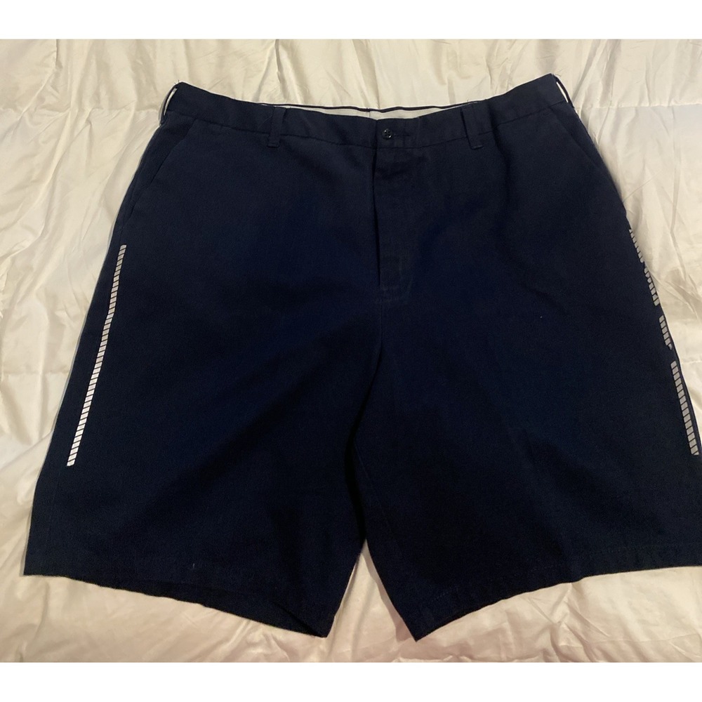 Cintas‎ Comfort Flex Work Shorts Men's Reflective Sides Flat Front Size 42 Navy